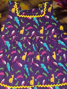 🐳 VTG 90s Handmade Whimsical Sea Turtle & Whale Dress